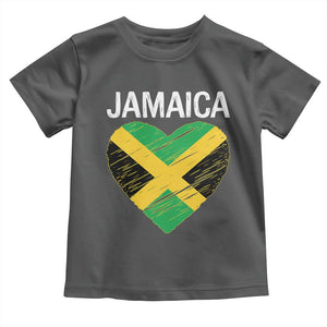 Jamaican Heart Flag Toddler T Shirt Patriotic Jamaica Girls Proud Jamaican Roots TS10 Dark Heather Print Your Wear