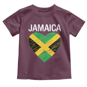 Jamaican Heart Flag Toddler T Shirt Patriotic Jamaica Girls Proud Jamaican Roots TS10 Maroon Print Your Wear