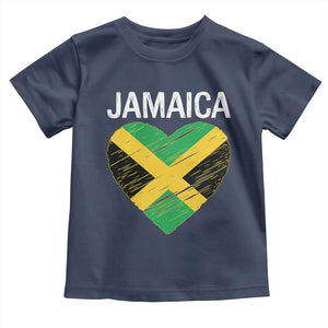 Jamaican Heart Flag Toddler T Shirt Patriotic Jamaica Girls Proud Jamaican Roots TS10 Navy Print Your Wear