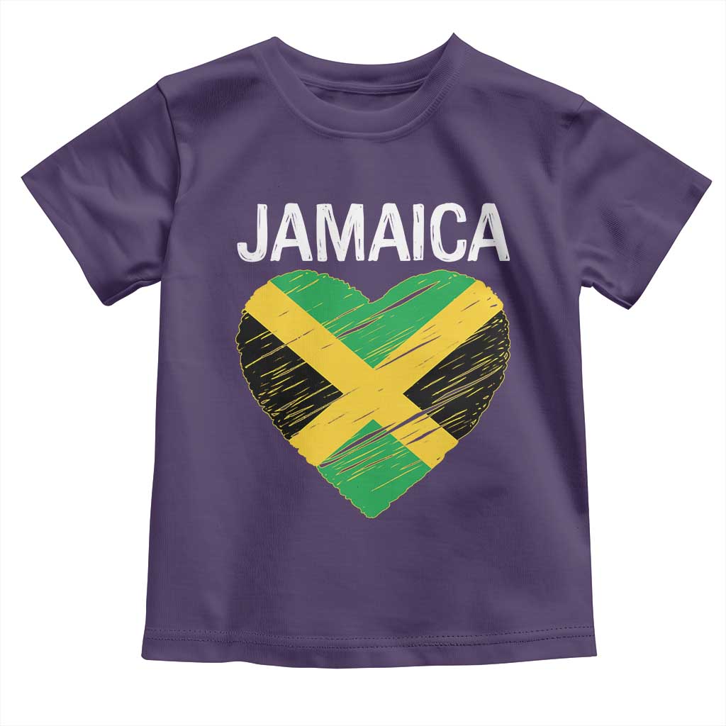 Jamaican Heart Flag Toddler T Shirt Patriotic Jamaica Girls Proud Jamaican Roots TS10 Purple Print Your Wear