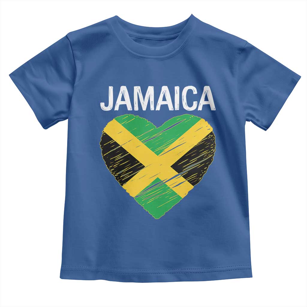 Jamaican Heart Flag Toddler T Shirt Patriotic Jamaica Girls Proud Jamaican Roots TS10 Royal Blue Print Your Wear