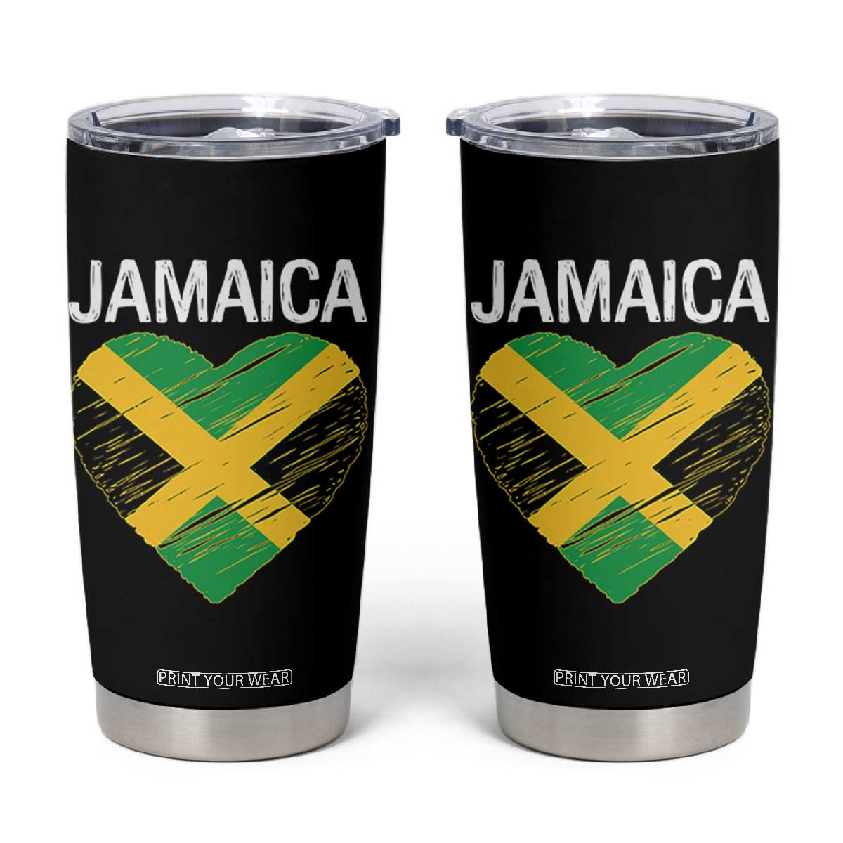 Jamaican Heart Flag Tumbler Cup Patriotic Jamaica Girls Proud Jamaican Roots TS10 Black Print Your Wear