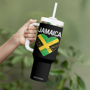 Jamaican Heart Flag Tumbler With Handle Patriotic Jamaica Girls Proud Jamaican Roots TS10 Print Your Wear