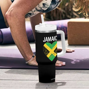 Jamaican Heart Flag Tumbler With Handle Patriotic Jamaica Girls Proud Jamaican Roots TS10 Print Your Wear