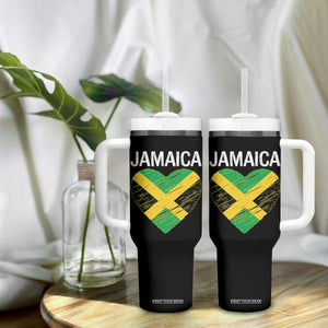 Jamaican Heart Flag Tumbler With Handle Patriotic Jamaica Girls Proud Jamaican Roots TS10 Print Your Wear