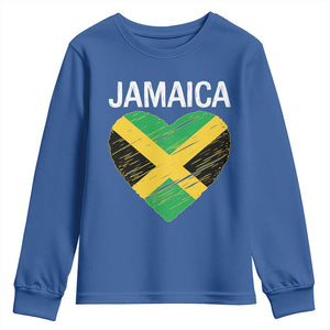 Jamaican Heart Flag Youth Sweatshirt Patriotic Jamaica Girls Proud Jamaican Roots TS10 Royal Blue Print Your Wear