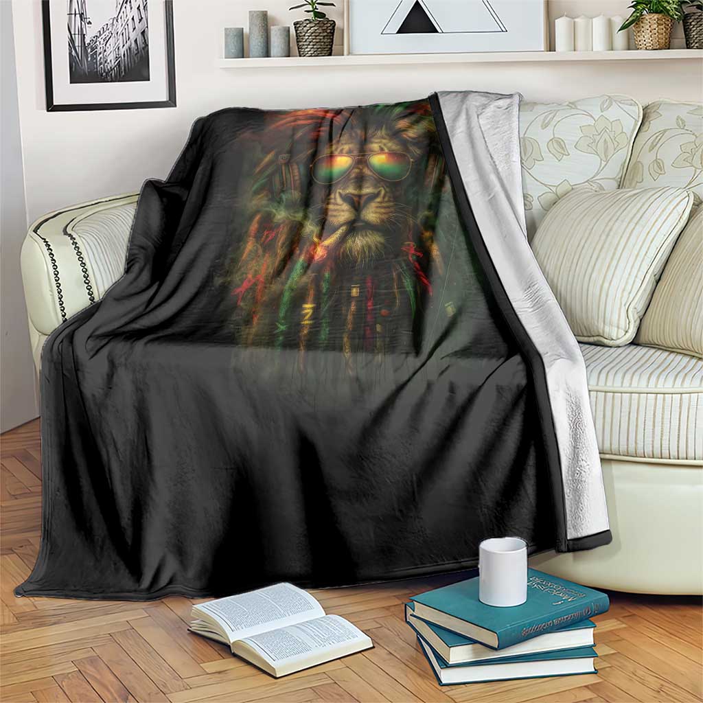 Rasta Reggae Lion Smoking Weed Throw Blanket Jamaican Reggae Music and Weed Lovers TS10 Print Your Wear