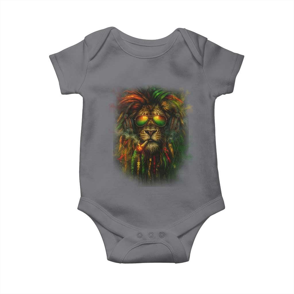 Rasta Reggae Lion Smoking Weed Baby Onesie Jamaican Reggae Music and Weed Lovers TS10 Charcoal Print Your Wear