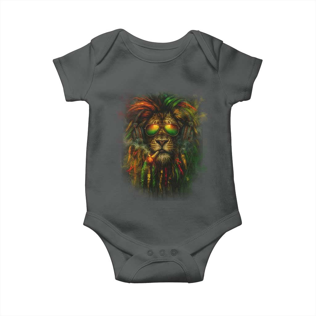 Rasta Reggae Lion Smoking Weed Baby Onesie Jamaican Reggae Music and Weed Lovers TS10 Dark Heather Print Your Wear
