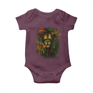 Rasta Reggae Lion Smoking Weed Baby Onesie Jamaican Reggae Music and Weed Lovers TS10 Maroon Print Your Wear