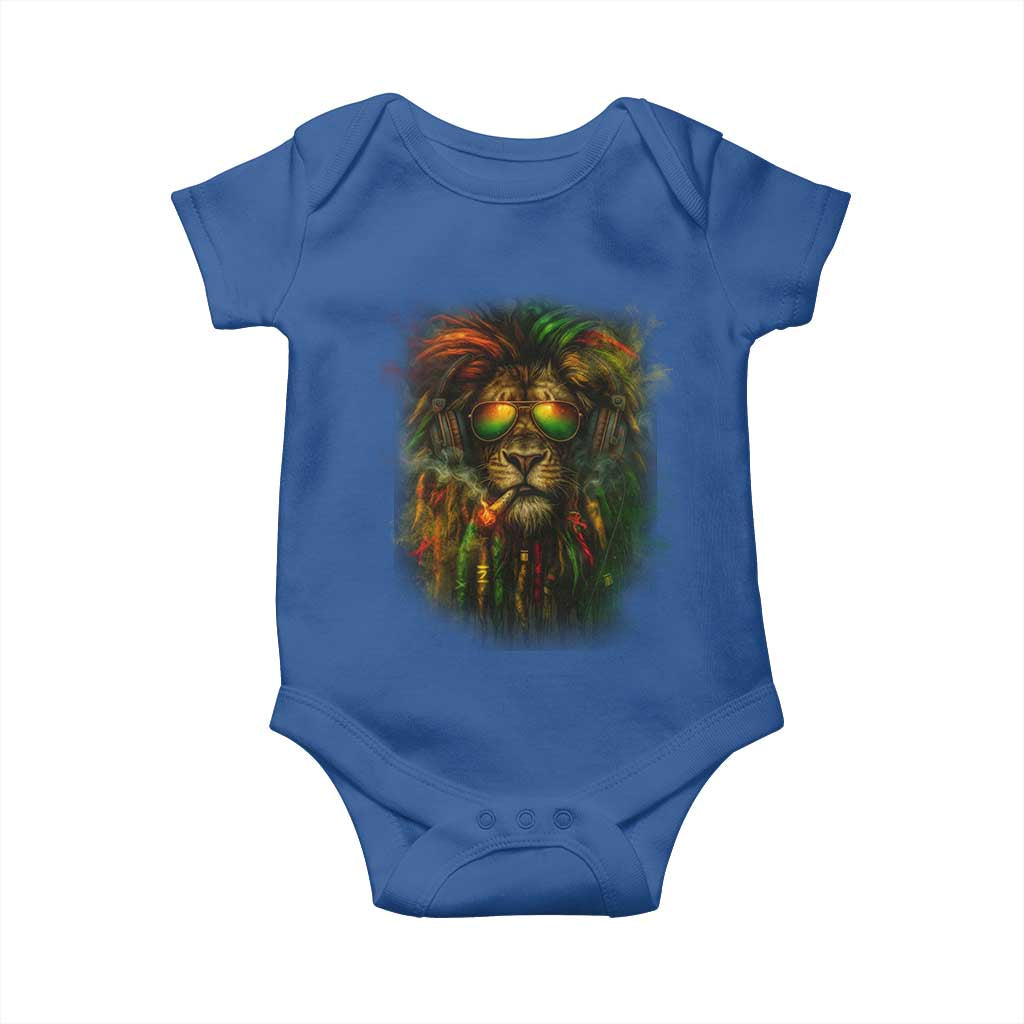 Rasta Reggae Lion Smoking Weed Baby Onesie Jamaican Reggae Music and Weed Lovers TS10 Royal Blue Print Your Wear