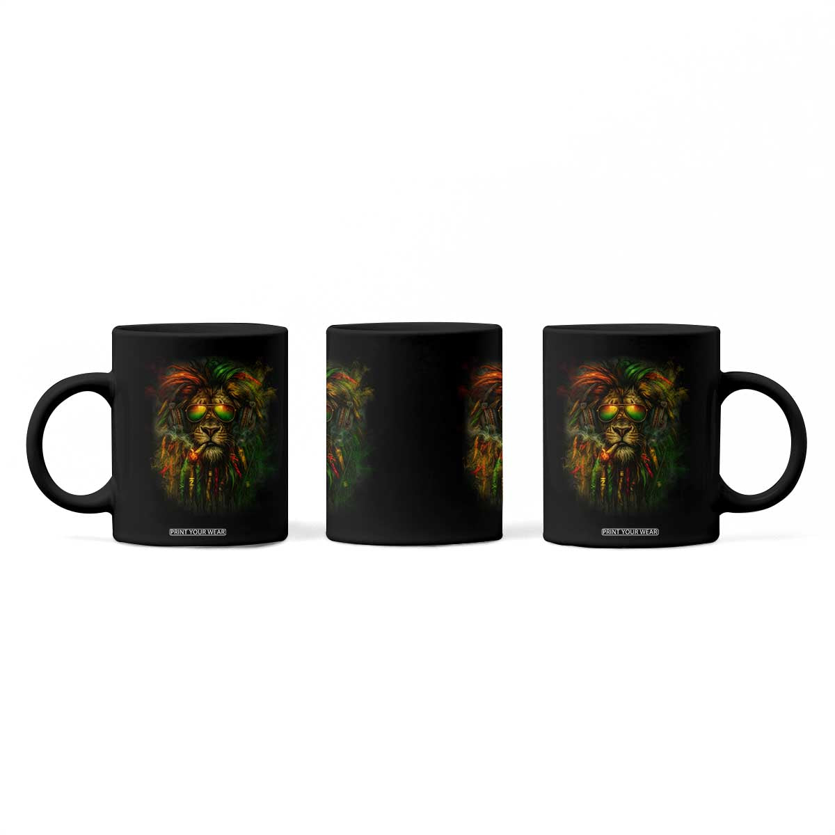 Rasta Reggae Lion Smoking Weed Coffee Mug Jamaican Reggae Music and Weed Lovers TS10 Print Your Wear