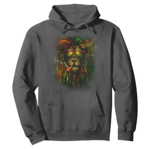 Rasta Reggae Lion Smoking Weed Hoodie Jamaican Reggae Music and Weed Lovers TS10 Dark Heather Print Your Wear