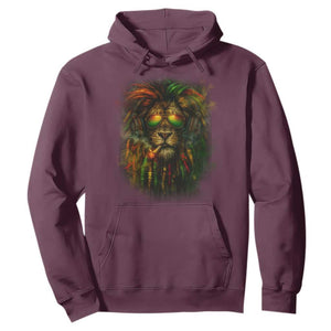 Rasta Reggae Lion Smoking Weed Hoodie Jamaican Reggae Music and Weed Lovers TS10 Maroon Print Your Wear