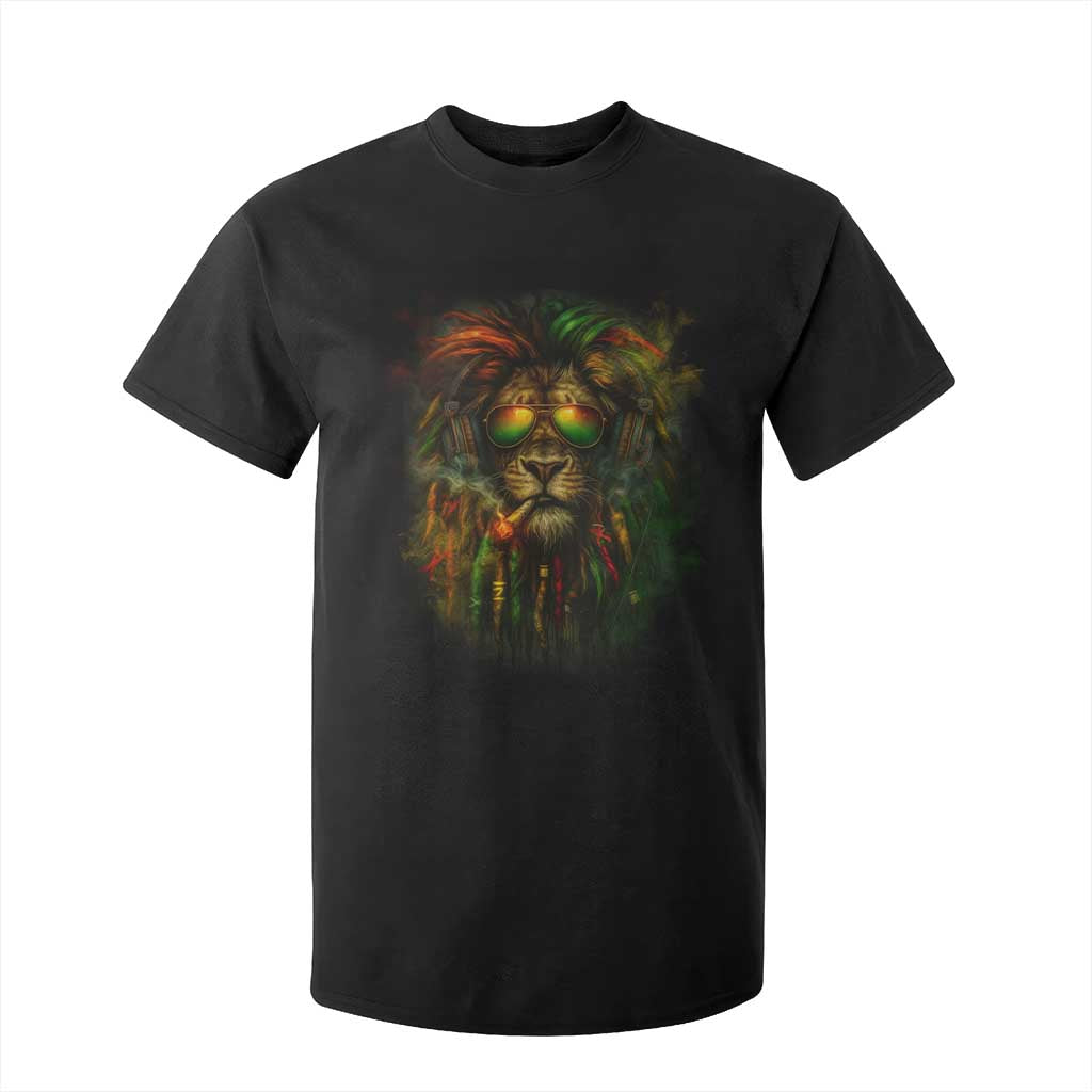 Rasta Reggae Lion Smoking Weed T Shirt For Kid Jamaican Reggae Music and Weed Lovers TS10 Black Print Your Wear