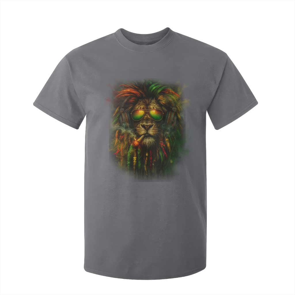 Rasta Reggae Lion Smoking Weed T Shirt For Kid Jamaican Reggae Music and Weed Lovers TS10 Charcoal Print Your Wear
