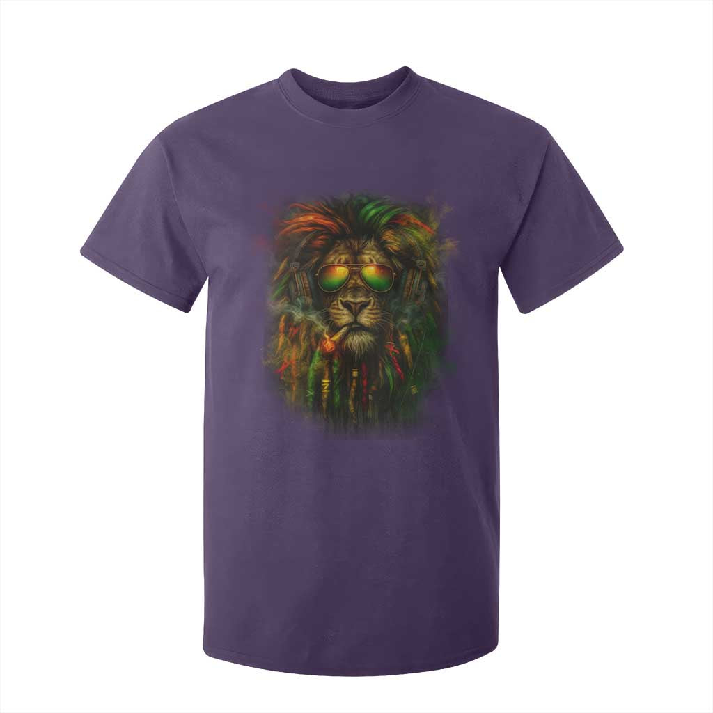 Rasta Reggae Lion Smoking Weed T Shirt For Kid Jamaican Reggae Music and Weed Lovers TS10 Purple Print Your Wear