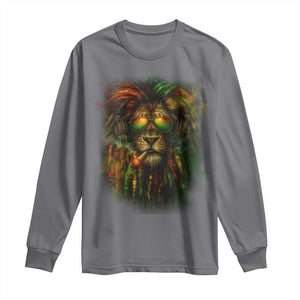 Rasta Reggae Lion Smoking Weed Long Sleeve Shirt Jamaican Reggae Music and Weed Lovers TS10 Charcoal Print Your Wear