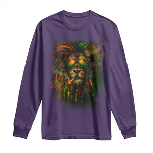 Rasta Reggae Lion Smoking Weed Long Sleeve Shirt Jamaican Reggae Music and Weed Lovers TS10 Purple Print Your Wear