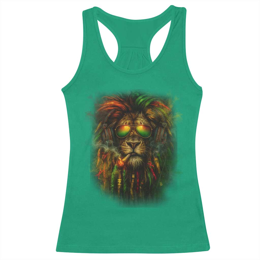Rasta Reggae Lion Smoking Weed Racerback Tank Top Jamaican Reggae Music and Weed Lovers TS10 Irish Green Print Your Wear