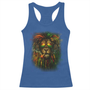 Rasta Reggae Lion Smoking Weed Racerback Tank Top Jamaican Reggae Music and Weed Lovers TS10 Royal Blue Print Your Wear