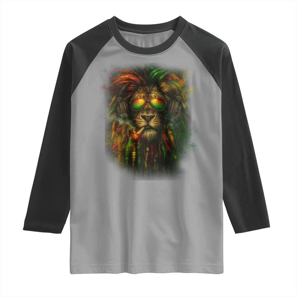 Rasta Reggae Lion Smoking Weed Raglan Shirt Jamaican Reggae Music and Weed Lovers TS10 Sport Gray Black Print Your Wear