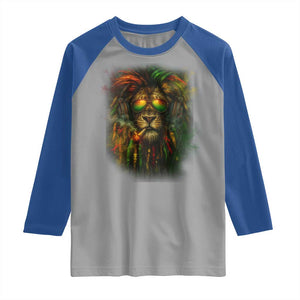 Rasta Reggae Lion Smoking Weed Raglan Shirt Jamaican Reggae Music and Weed Lovers TS10 Sport Gray Royal Print Your Wear