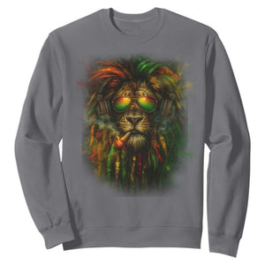 Rasta Reggae Lion Smoking Weed Sweatshirt Jamaican Reggae Music and Weed Lovers TS10 Charcoal Print Your Wear