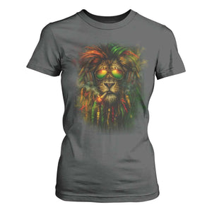 Rasta Reggae Lion Smoking Weed T Shirt For Women Jamaican Reggae Music and Weed Lovers TS10 Dark Heather Print Your Wear