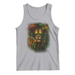 Rasta Reggae Lion Smoking Weed Tank Top Jamaican Reggae Music and Weed Lovers TS10 Athletic Heather Print Your Wear