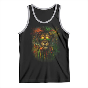 Rasta Reggae Lion Smoking Weed Tank Top Jamaican Reggae Music and Weed Lovers TS10 Black Athletic Heather Print Your Wear