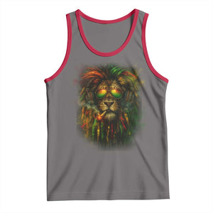 Rasta Reggae Lion Smoking Weed Tank Top Jamaican Reggae Music and Weed Lovers TS10 Deep Heather Red Print Your Wear