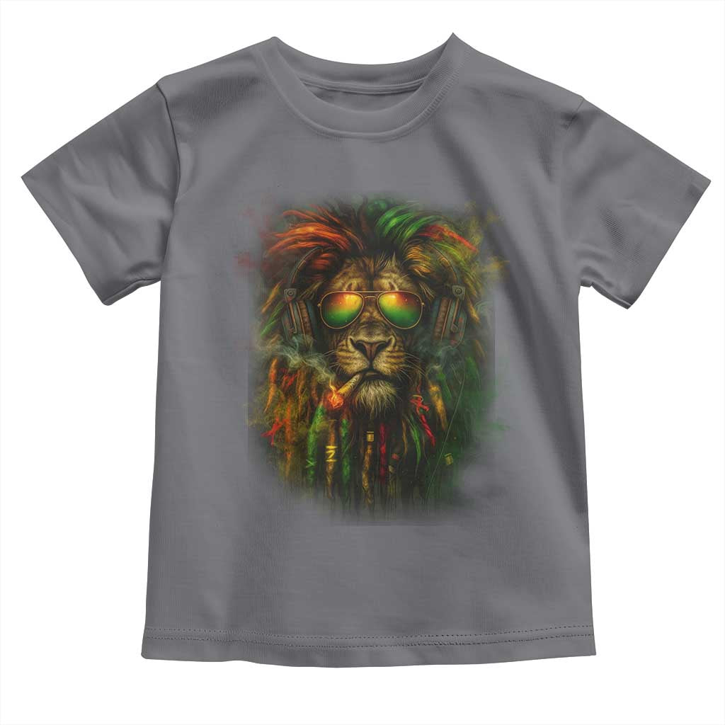 Rasta Reggae Lion Smoking Weed Toddler T Shirt Jamaican Reggae Music and Weed Lovers TS10 Charcoal Print Your Wear