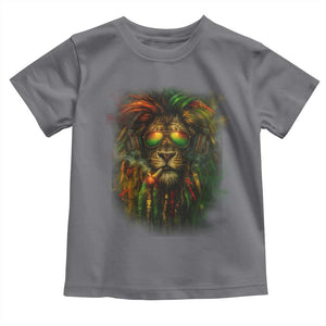 Rasta Reggae Lion Smoking Weed Toddler T Shirt Jamaican Reggae Music and Weed Lovers TS10 Charcoal Print Your Wear