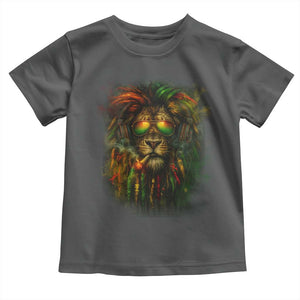 Rasta Reggae Lion Smoking Weed Toddler T Shirt Jamaican Reggae Music and Weed Lovers TS10 Dark Heather Print Your Wear