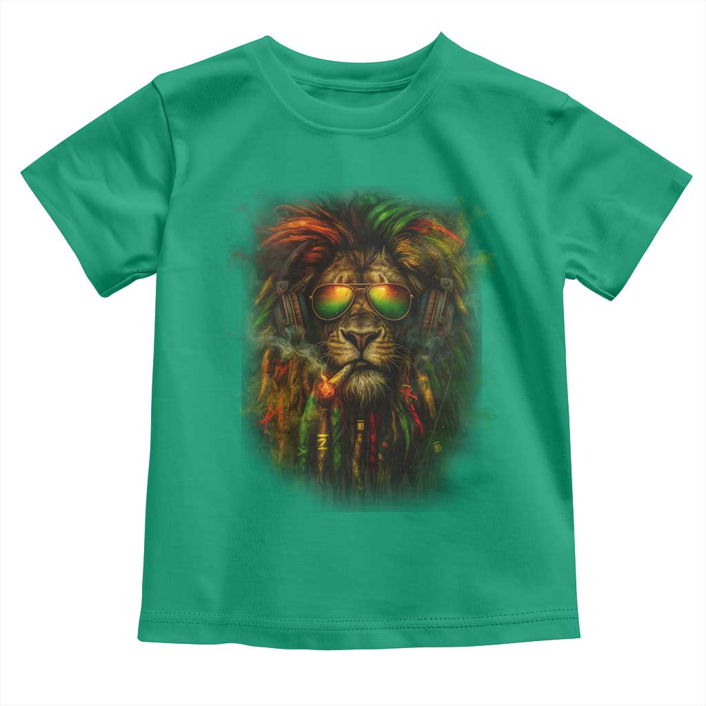 Rasta Reggae Lion Smoking Weed Toddler T Shirt Jamaican Reggae Music and Weed Lovers TS10 Irish Green Print Your Wear