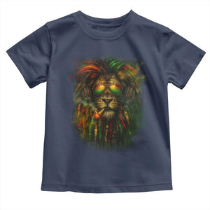 Rasta Reggae Lion Smoking Weed Toddler T Shirt Jamaican Reggae Music and Weed Lovers TS10 Navy Print Your Wear