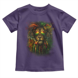 Rasta Reggae Lion Smoking Weed Toddler T Shirt Jamaican Reggae Music and Weed Lovers TS10 Purple Print Your Wear