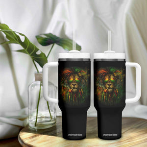 Rasta Reggae Lion Smoking Weed Tumbler With Handle Jamaican Reggae Music and Weed Lovers TS10 Print Your Wear