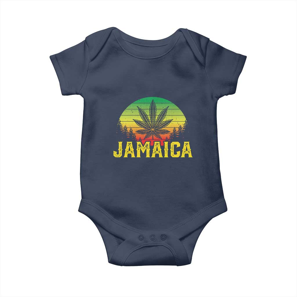 Jamaica Stoner Baby Onesie Rasta Sunset Cannabis Marijuana Weed Lovers 420 TS10 Navy Print Your Wear