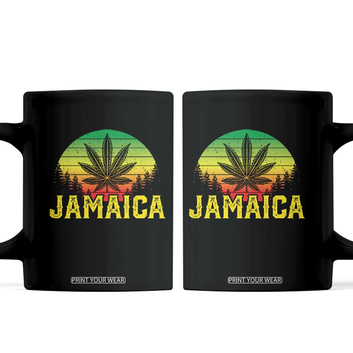 Jamaica Stoner Coffee Mug Rasta Sunset Cannabis Marijuana Weed Lovers 420 TS10 Black Print Your Wear