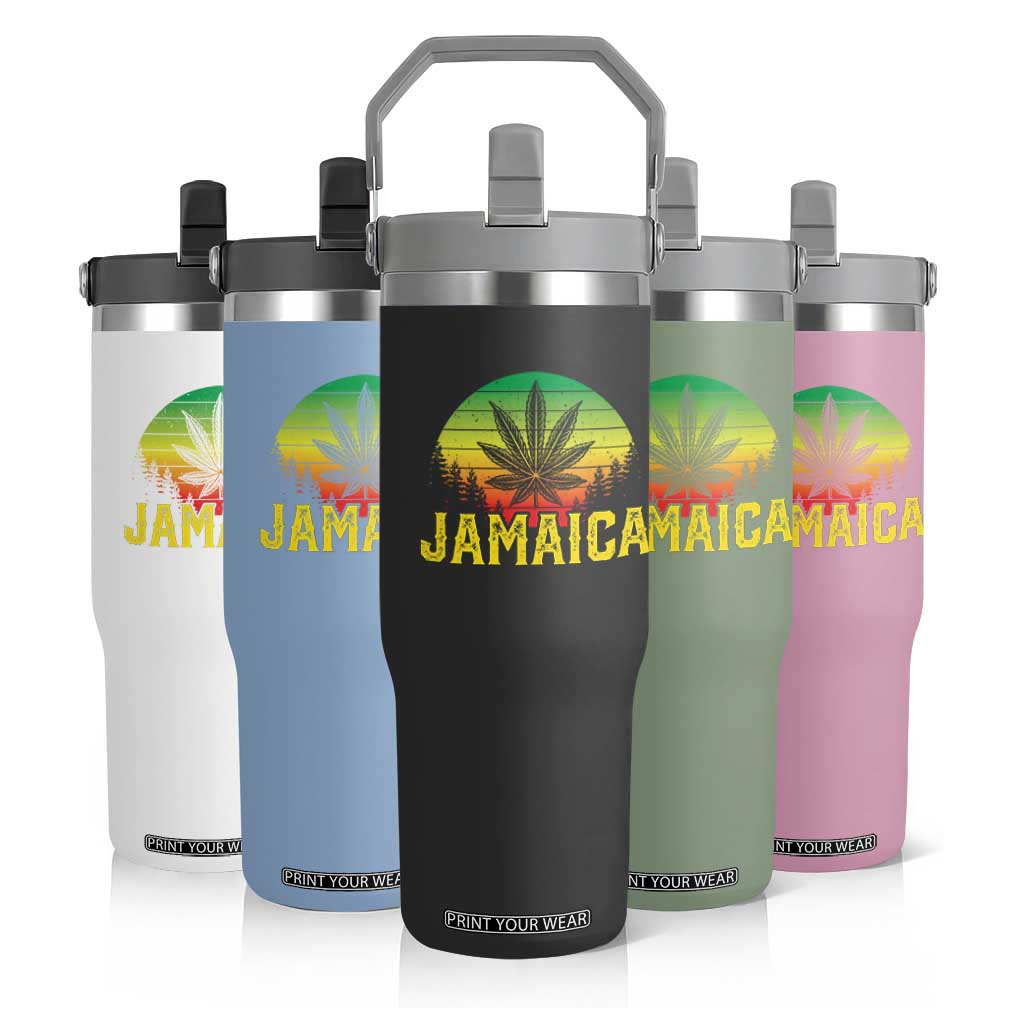 Jamaica Stoner Flip Straw Tumbler Rasta Sunset Cannabis Marijuana Weed Lovers 420 TS10 Print Your Wear