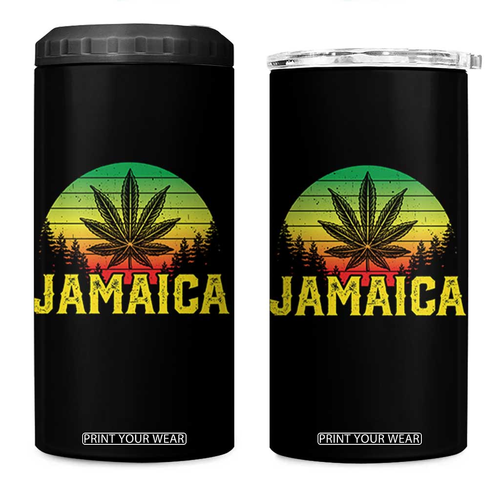 Jamaica Stoner 4 in 1 Can Cooler Tumbler Rasta Sunset Cannabis Marijuana Weed Lovers 420 TS10 One Size: 16 oz Black Print Your Wear