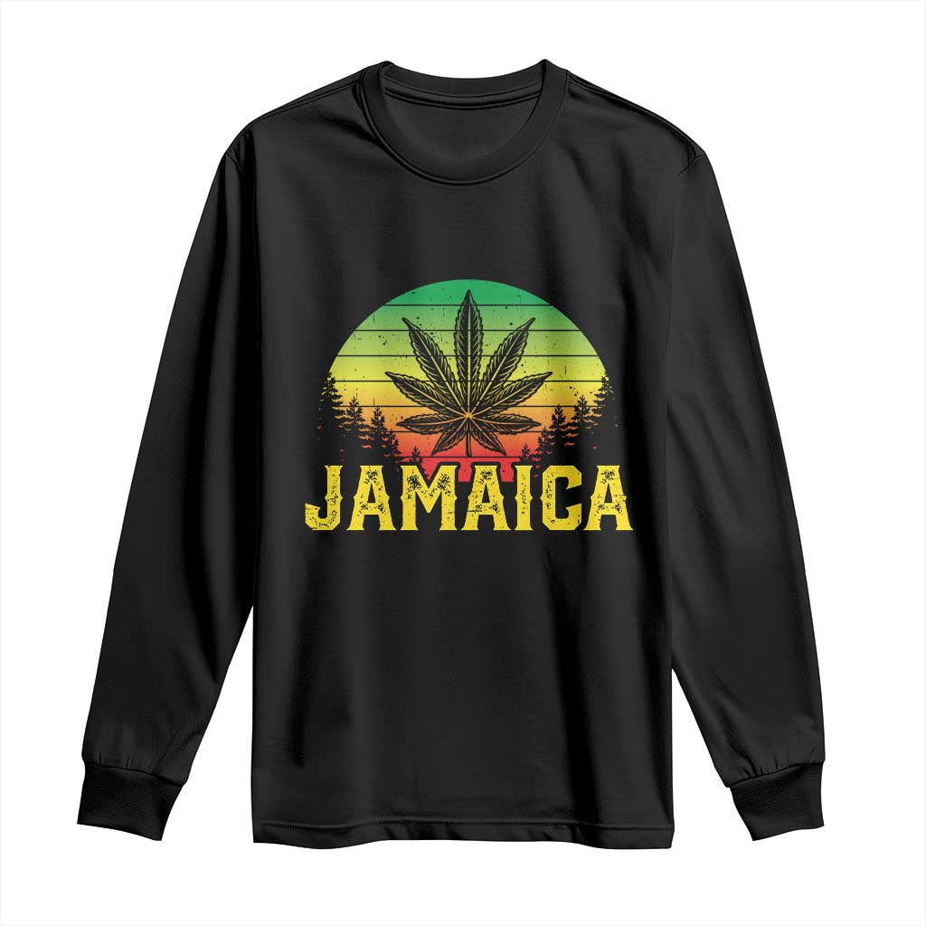 Jamaica Stoner Long Sleeve Shirt Rasta Sunset Cannabis Marijuana Weed Lovers 420 TS10 Black Print Your Wear