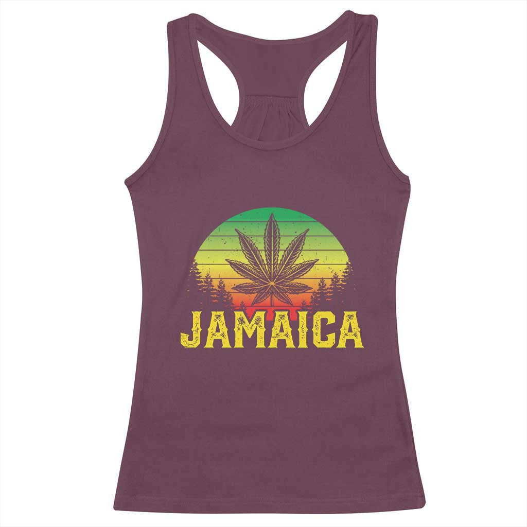 Jamaica Stoner Racerback Tank Top Rasta Sunset Cannabis Marijuana Weed Lovers 420 TS10 Maroon Print Your Wear
