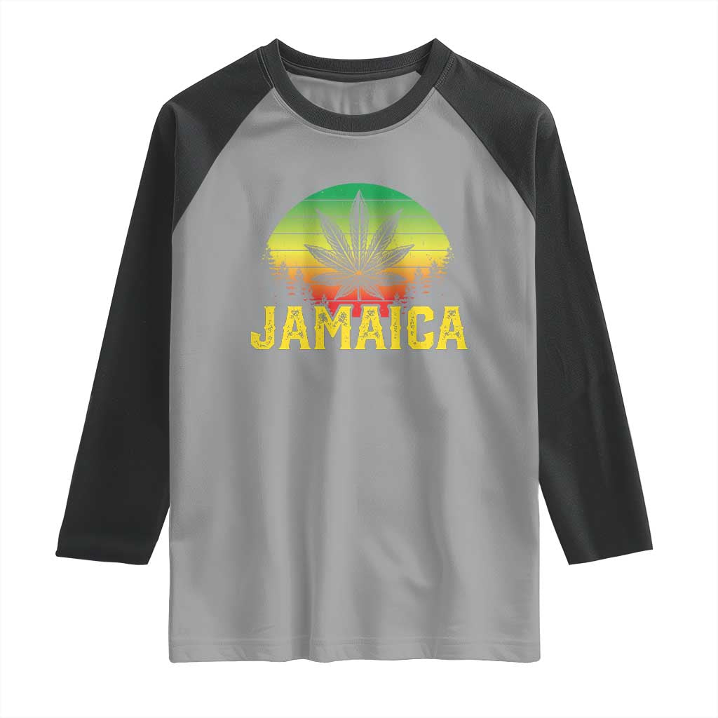 Jamaica Stoner Raglan Shirt Rasta Sunset Cannabis Marijuana Weed Lovers 420 TS10 Sport Gray Black Print Your Wear