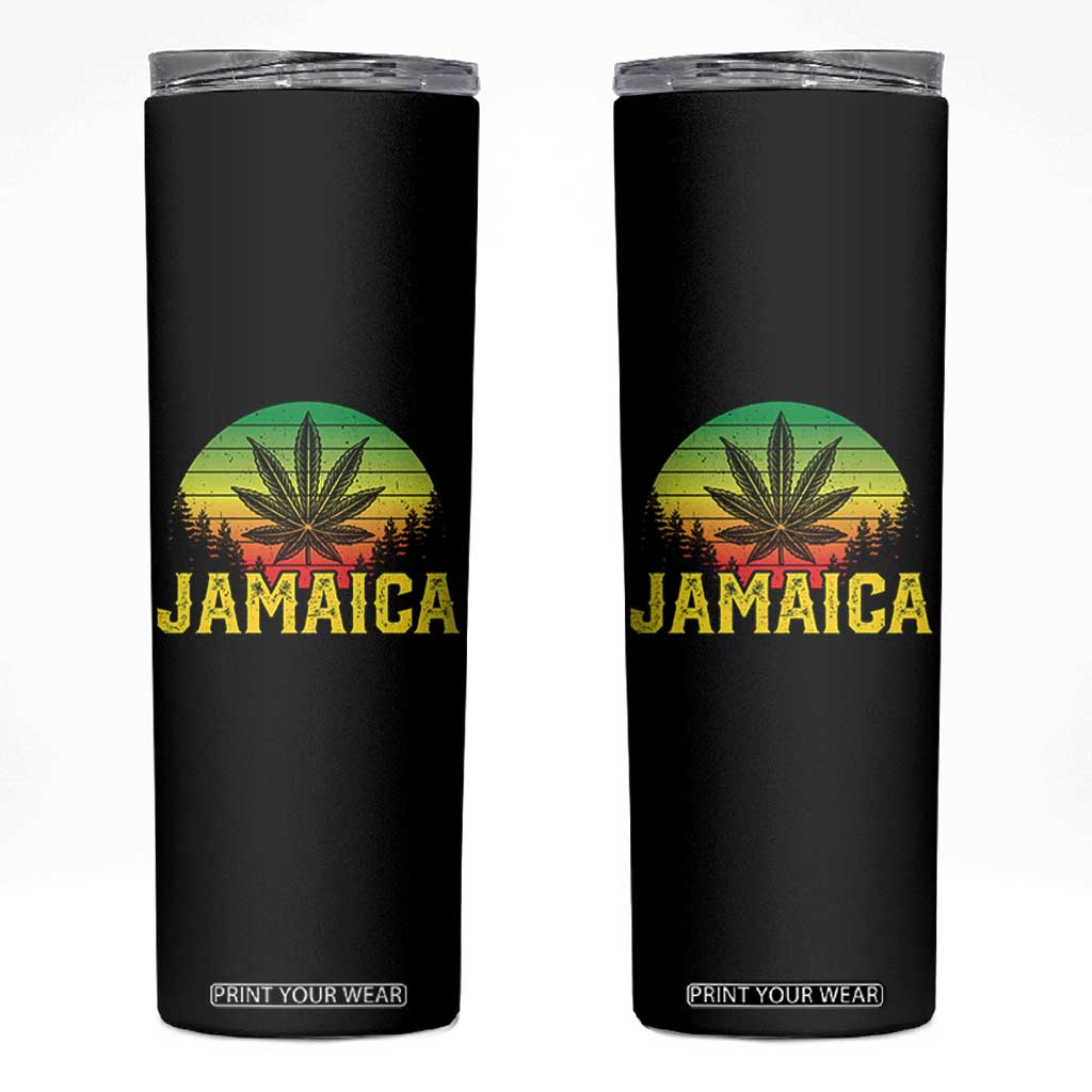 Jamaica Stoner Skinny Tumbler Rasta Sunset Cannabis Marijuana Weed Lovers 420 TS10 Black Print Your Wear