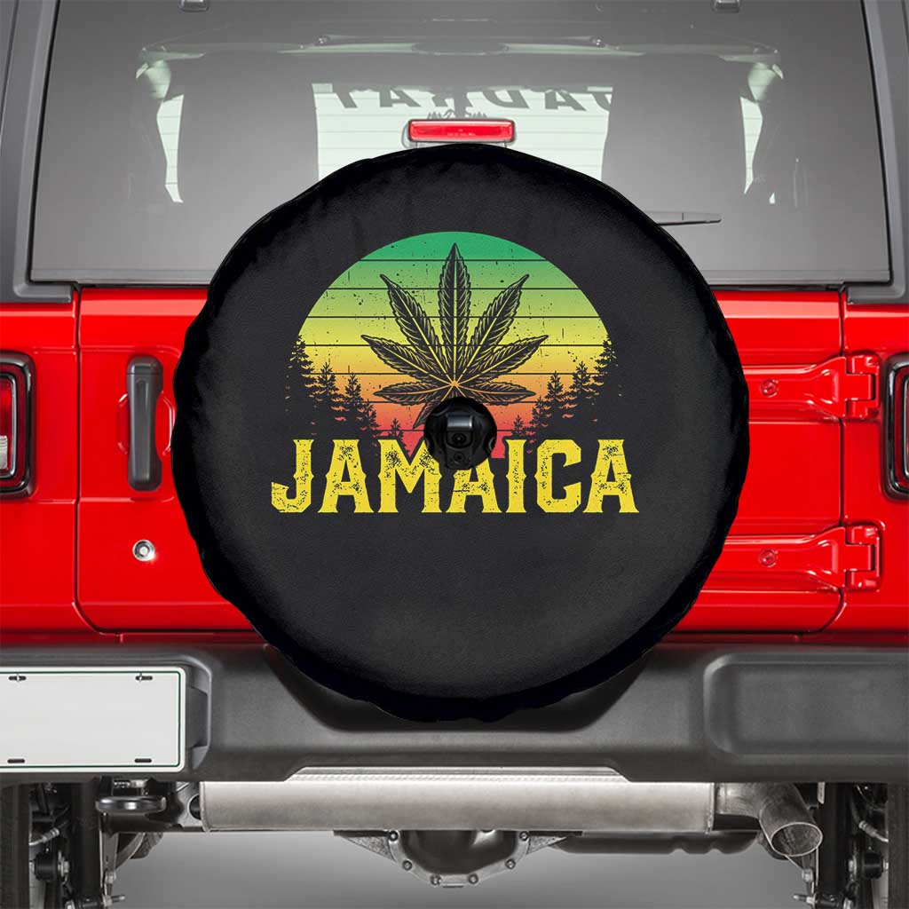 Jamaica Stoner Spare Tire Cover Rasta Sunset Cannabis Marijuana Weed Lovers 420 TS10 Black Print Your Wear