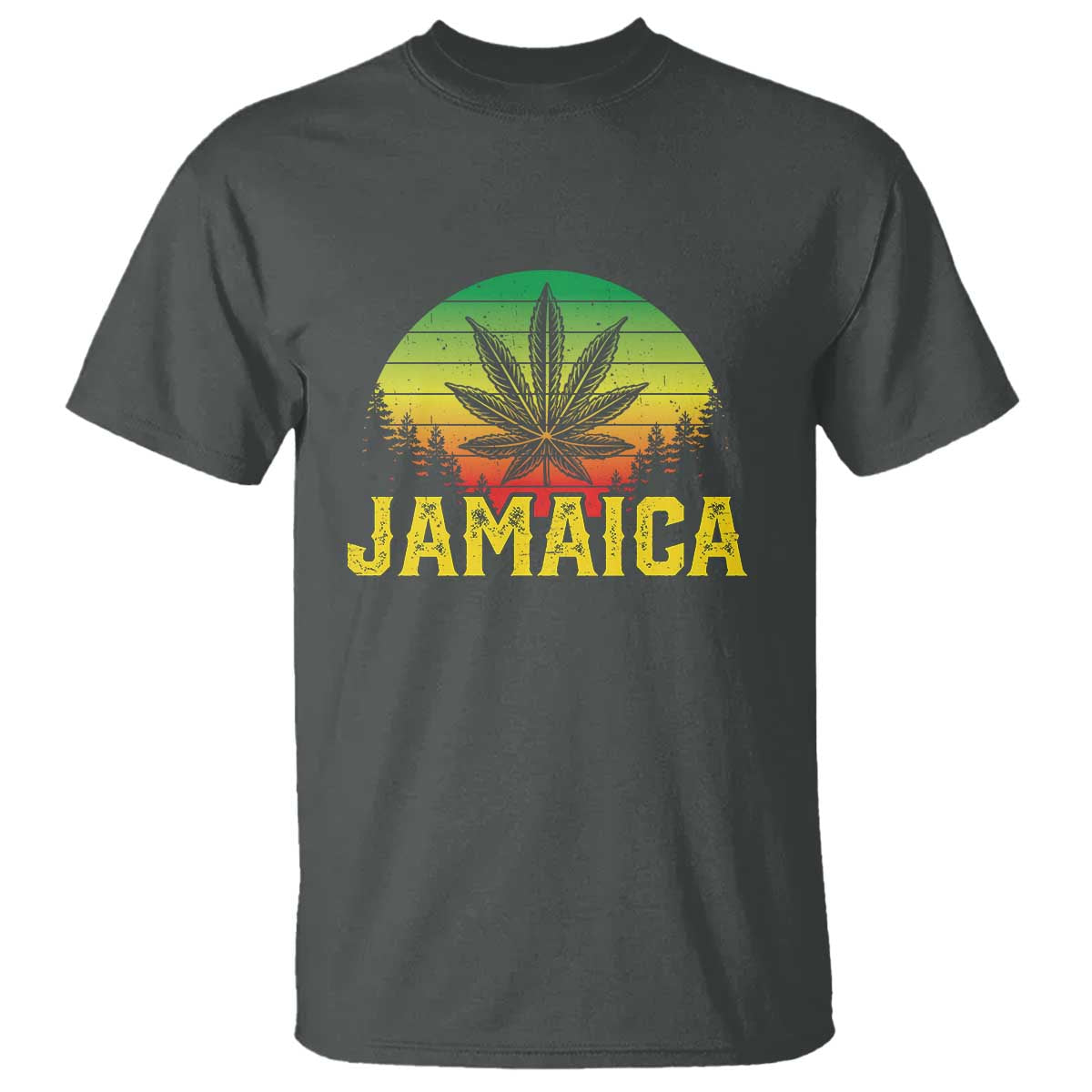 Jamaica Stoner T Shirt Rasta Sunset Cannabis Marijuana Weed Lovers 420 TS10 Dark Heather Print Your Wear