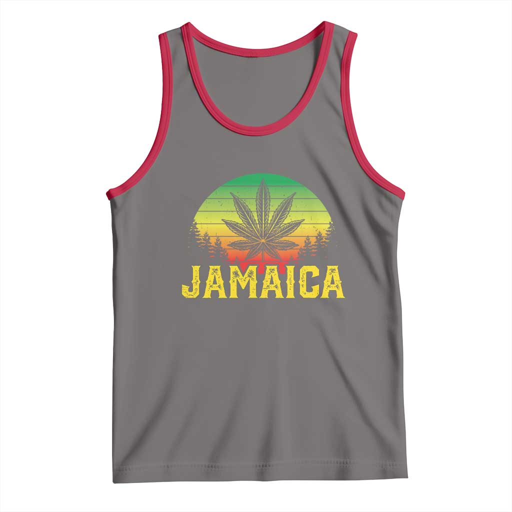 Jamaica Stoner Tank Top Rasta Sunset Cannabis Marijuana Weed Lovers 420 TS10 Deep Heather Red Print Your Wear